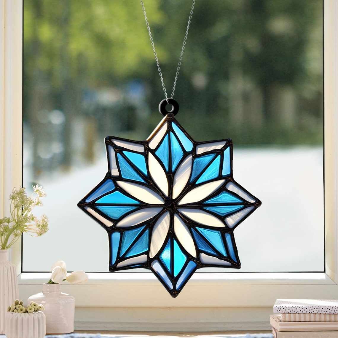 Snowflake Christmas Suncatcher, Snowflake Window Suncatcher Ornament