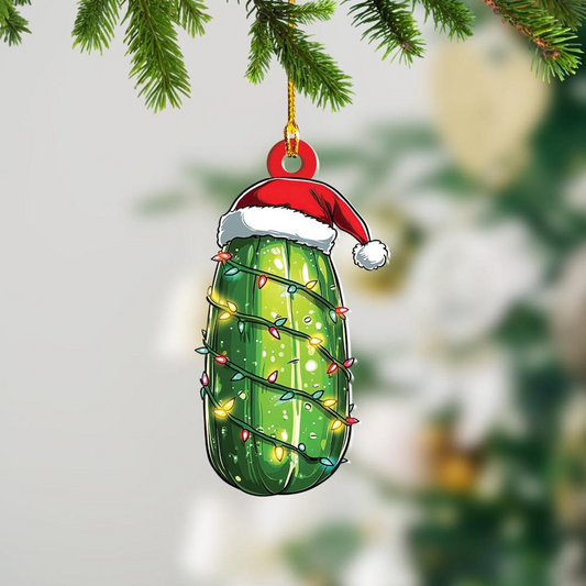 Cucumber Christmas Lights Ornament, Christmas Cucumber Flat Hanging Ornament Decor Home