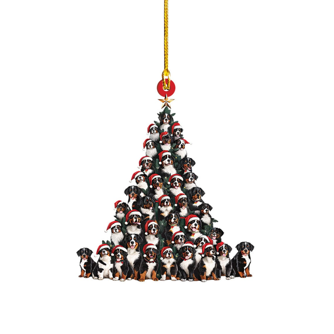 Bernese Mountain Dog Christmas Tree Ornament, Bernese Mountain Dog Car Hanging Christmas Ornament