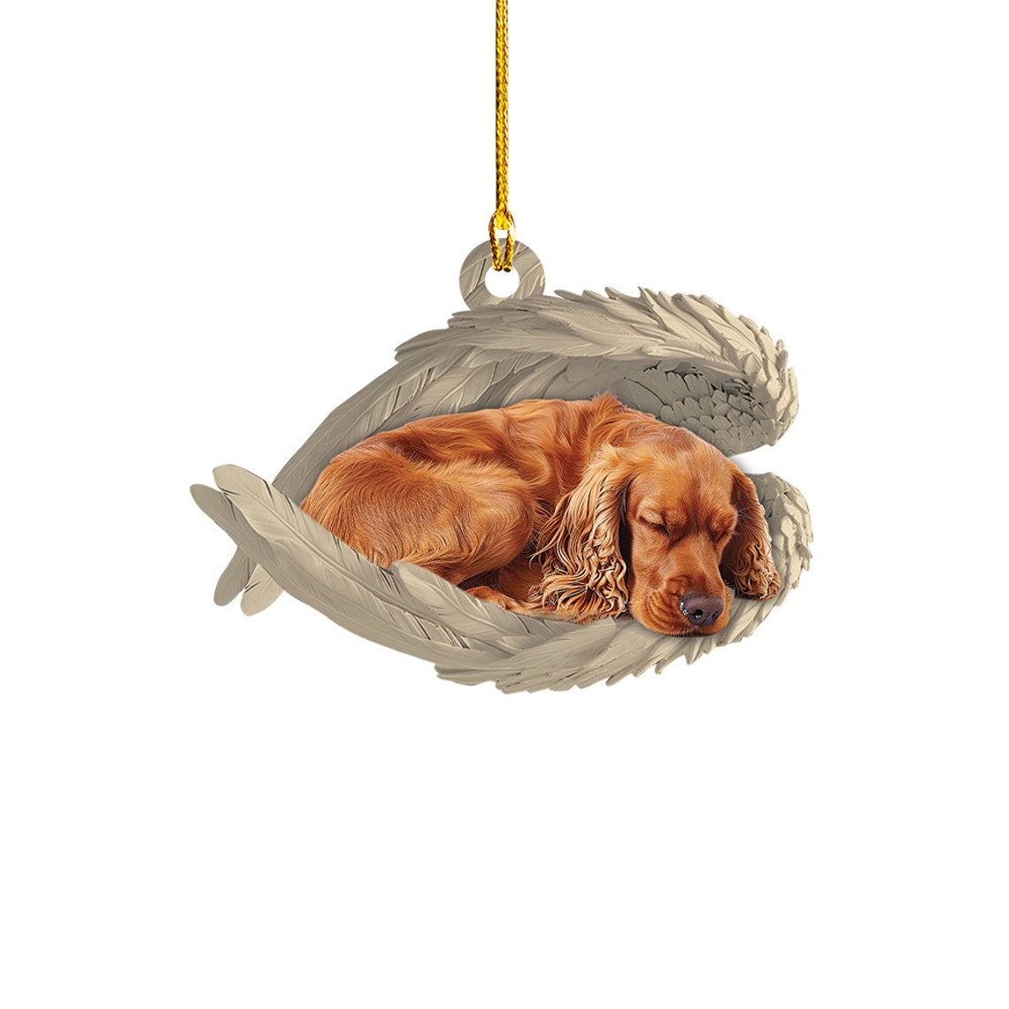 Cocker Spaniel Dog Sleeping Angel Wings Ornament, Cocker Spaniel Dog Christmas Ornament