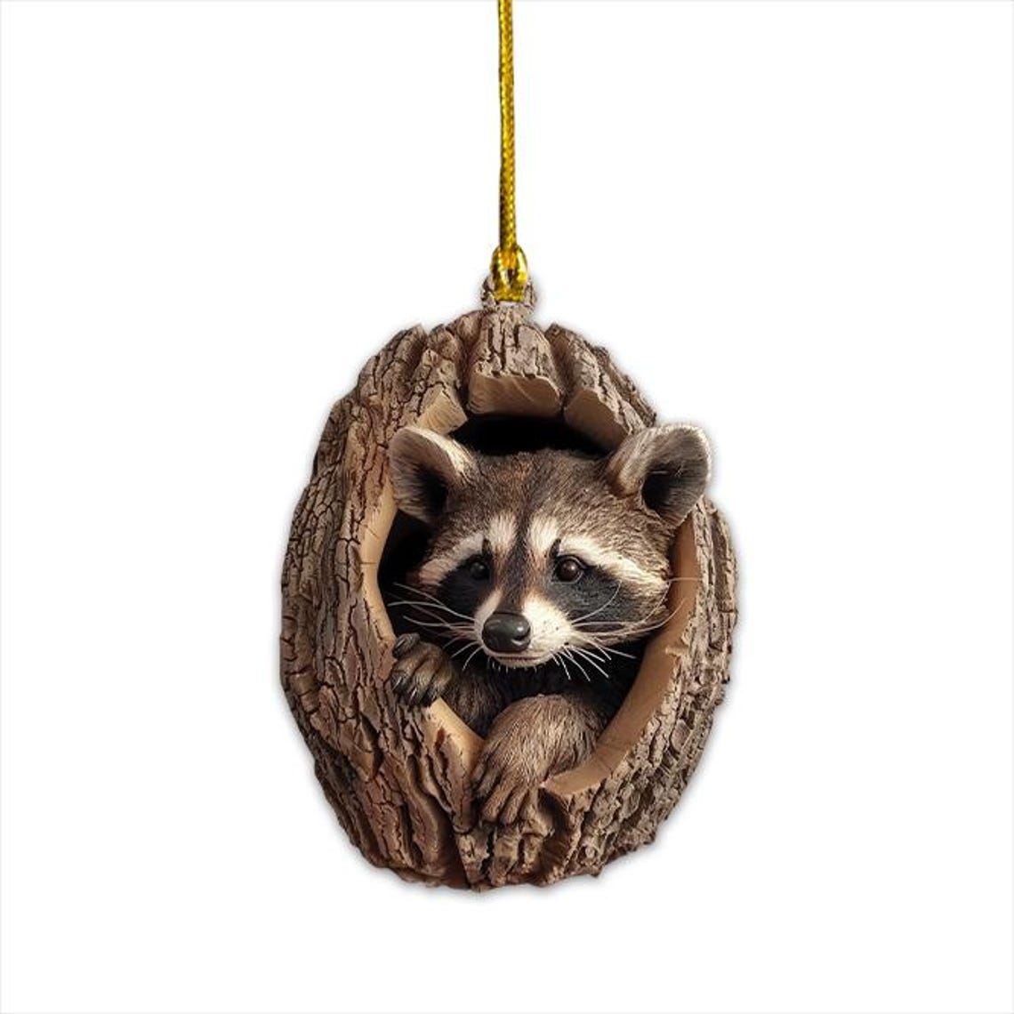 Cute Raccoon Flat Christmas Ornament, Raccoon Christmas Ornament Decor Home