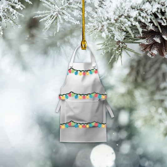 Apron White Christmas Light Ornament, Chef Christmas Tree Ornament Decor Holiday Gift