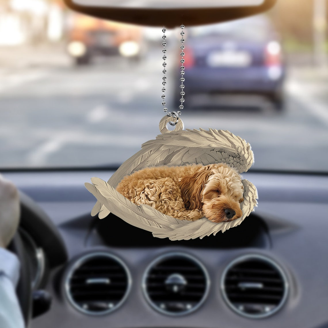 Cute Cockapoo Dog Sleeping Christmas Ornament, Cockapoo Dog Hanging Christmas Ornament Gift