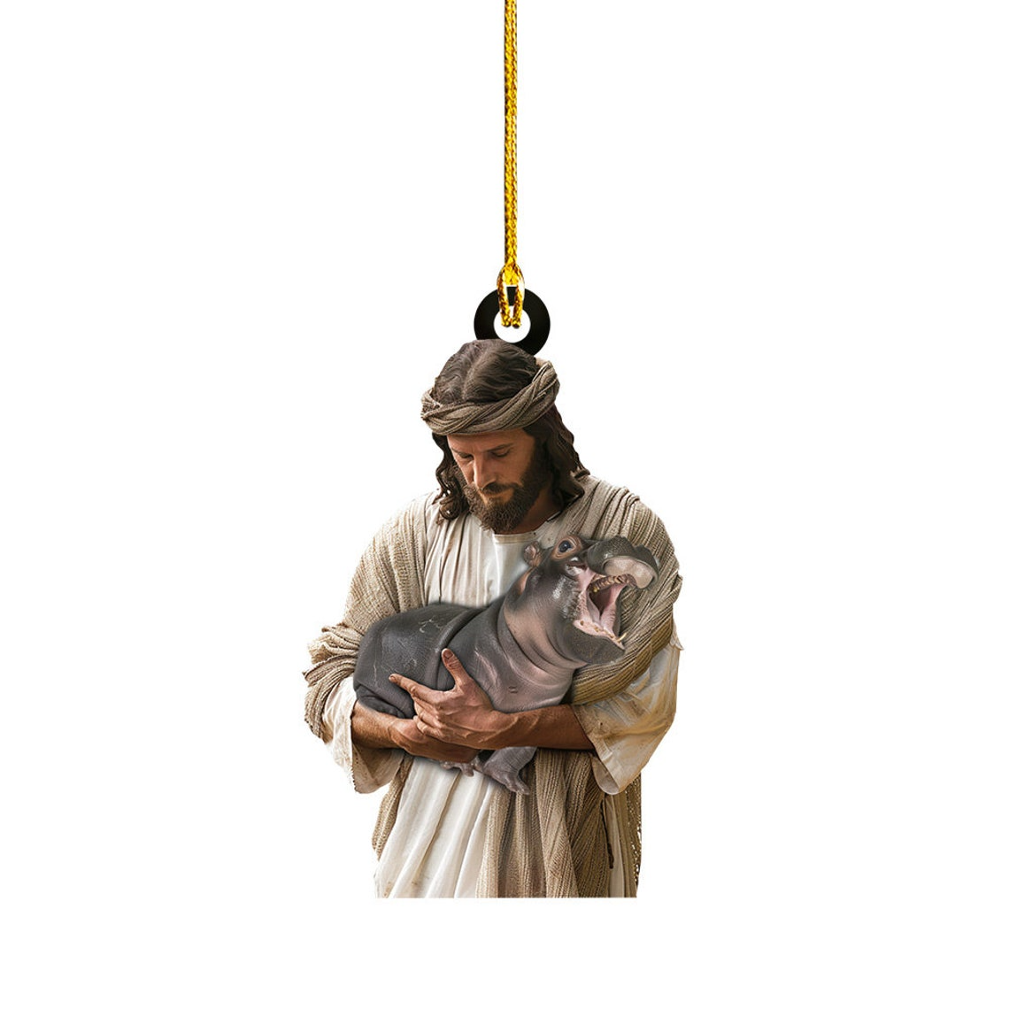 Cute Baby Pygmy Hippo Hanging Christmas Ornament, Cute Hippo Christmas Ornament Decor Gift