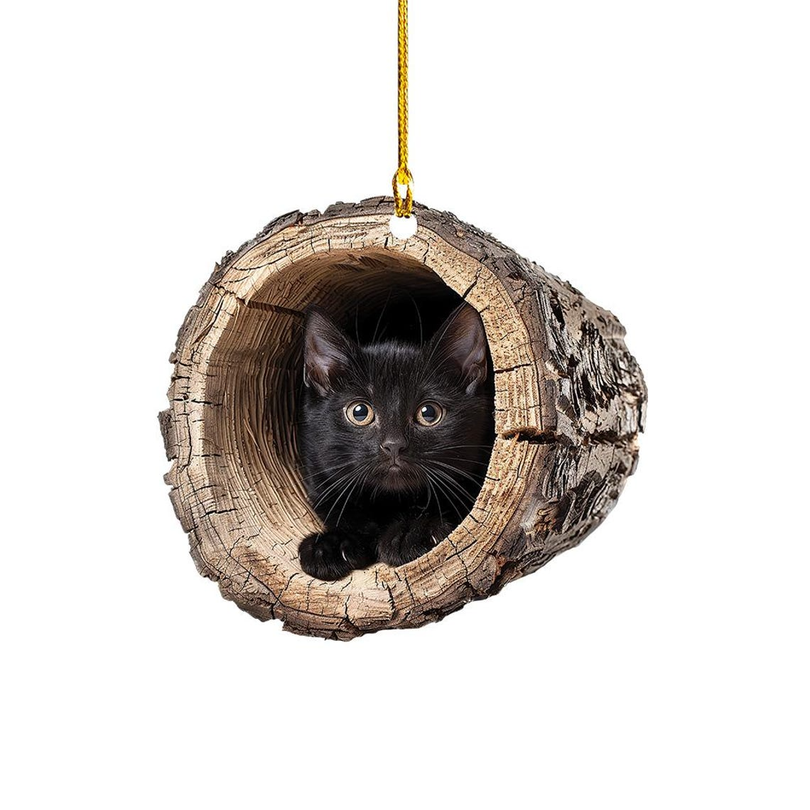 Black Cat Flat Christmas Ornament, Cat Hanging Christmas Ornament Decor Holiday Gift