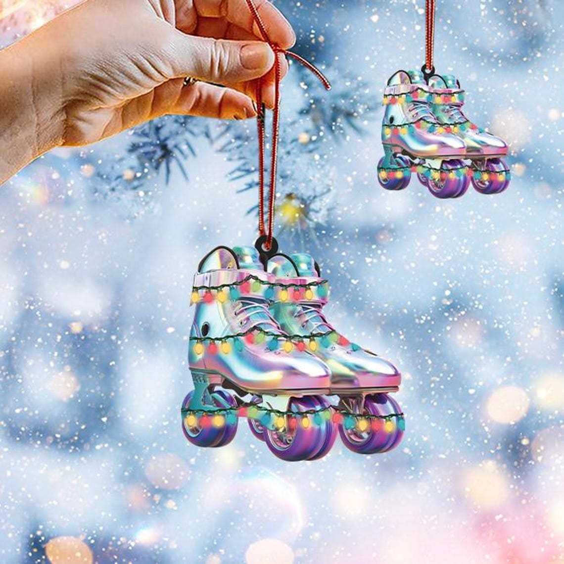 Cute Roller Skates Christmas Ornament, Ornament Christmas Roller Skates Holiday Decor Gift