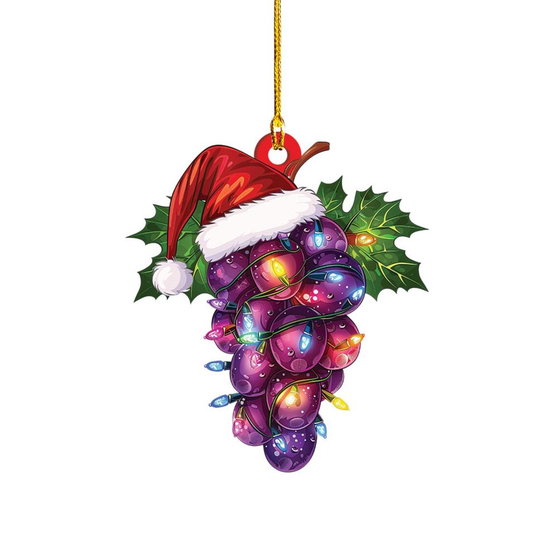 Grapes Christmas Tree Light Ornament, Grapes Flat Hanging Christmas Ornament Decor