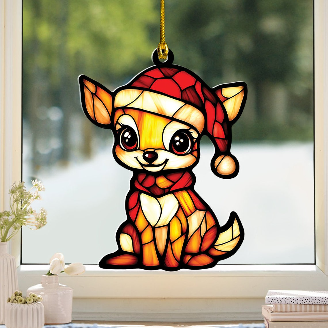 Lovely Deer Window Suncatcher, Christmas Deer Window Suncatcher