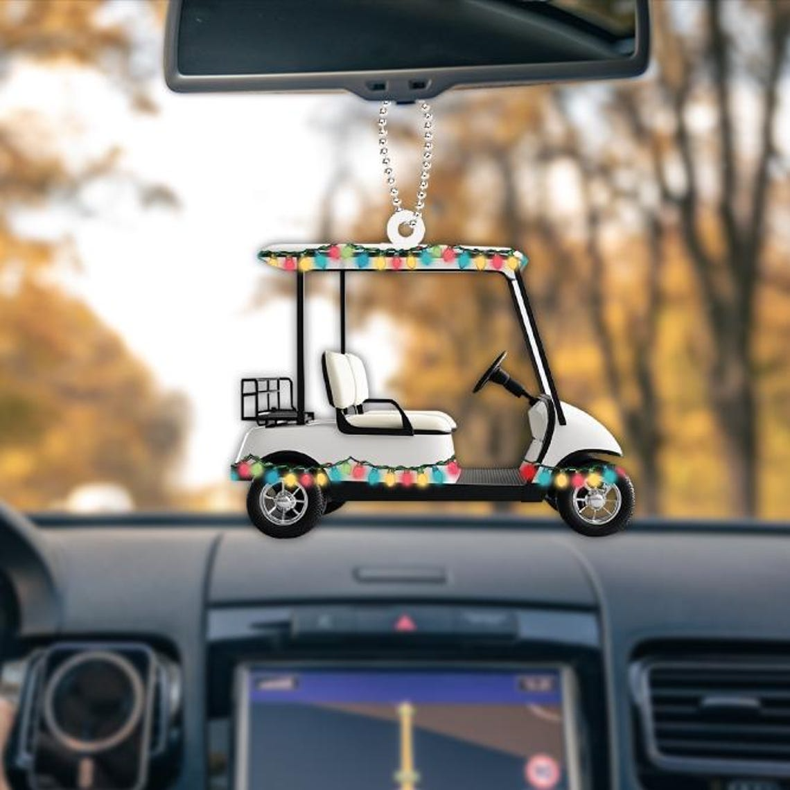 Unique Golf Cart Christmas Light Ornament Decor, Golfing Christmas Tree Ornament Holiday Gift