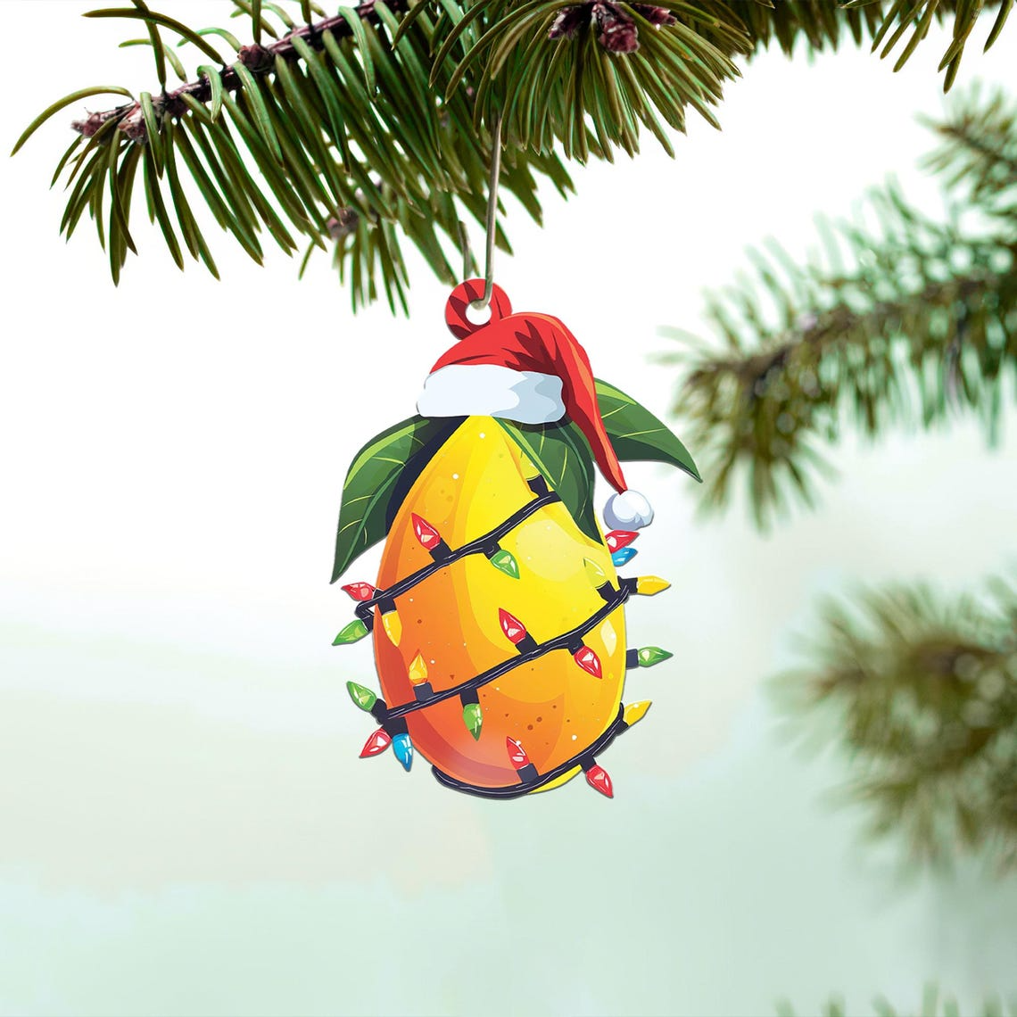 Lovely Mango Christmas Light Ornament, Mango Flat Hanging Ornament Decor Lovers Gift