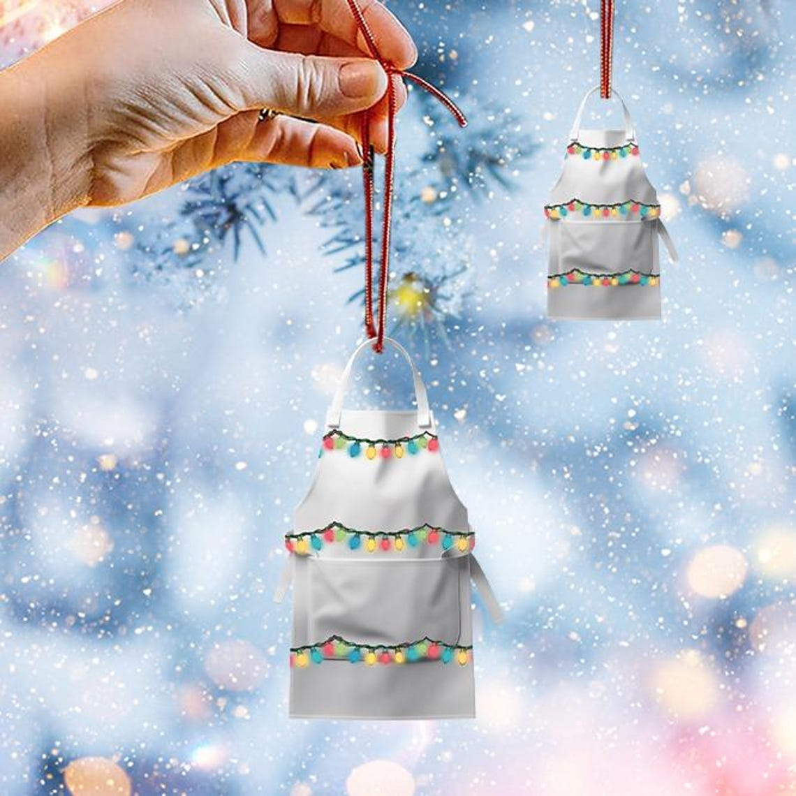 Apron White Christmas Light Ornament, Chef Christmas Tree Ornament Decor Holiday Gift