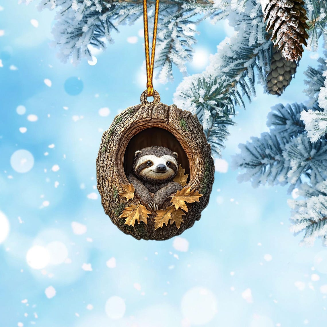 Christmas Sloth Hanging Ornament , Christmas Ornament Sloth Rearview Mirror Car Decor Gift