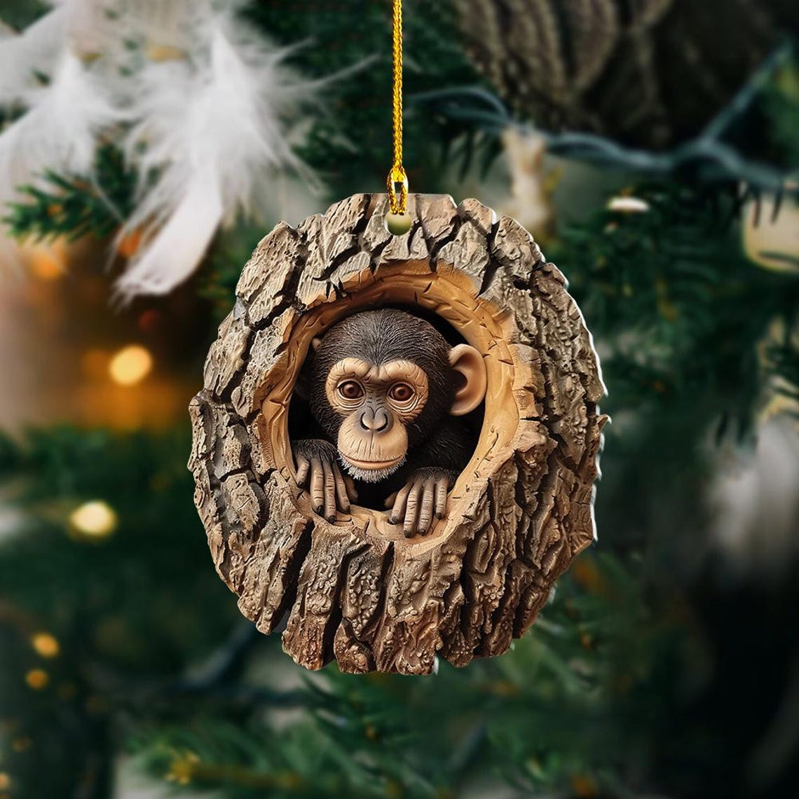 Monkey Flat Christmas Ornament Decor, Unique Macaca Christmas Ornament Holiday Lovers Gift