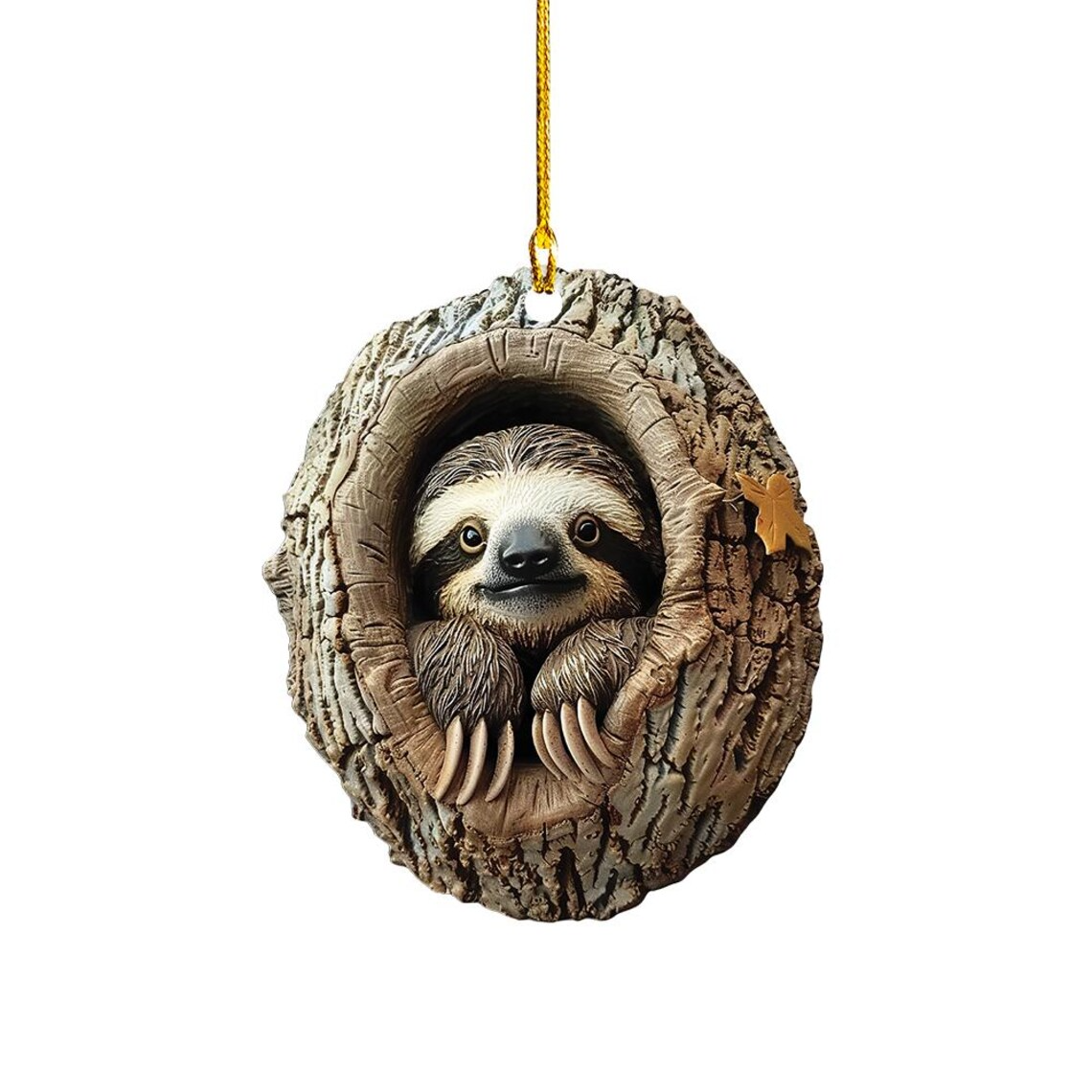 Sloth in a Hollow Tree Christmas Ornament, Sloth Christmas Ornament Decor Home