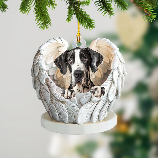 Great Dane Dog Angel Wings Christmas Ornament, Great Dane Dog Christmas Ornament Decor Gift