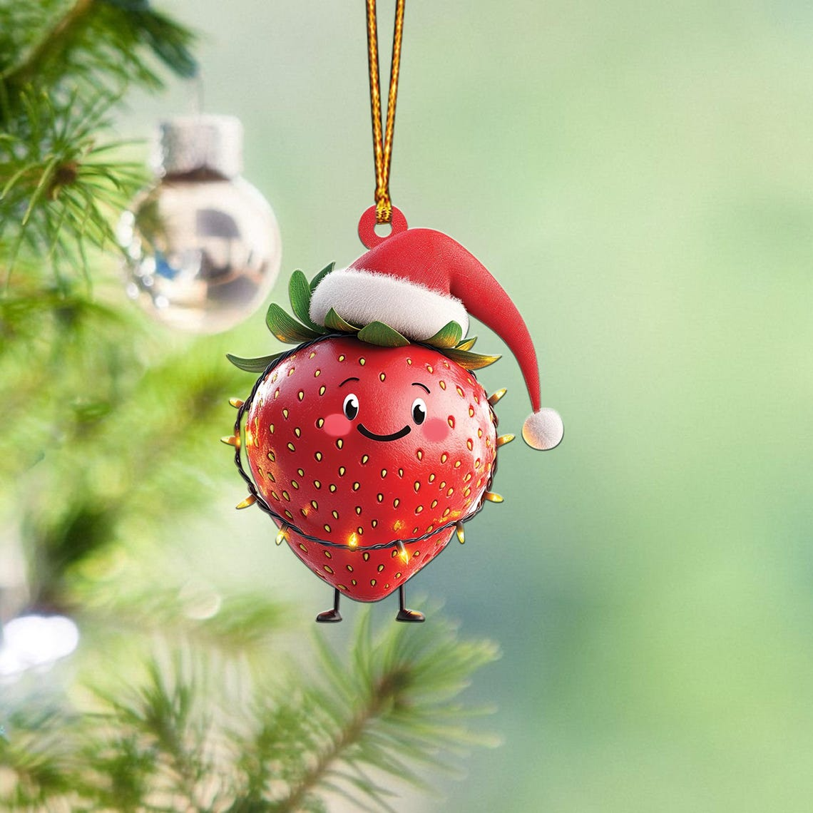 Lovely Strawberry Christmas Tree Ornament, Christmas Strawberry Car Hanging Ornament Decor