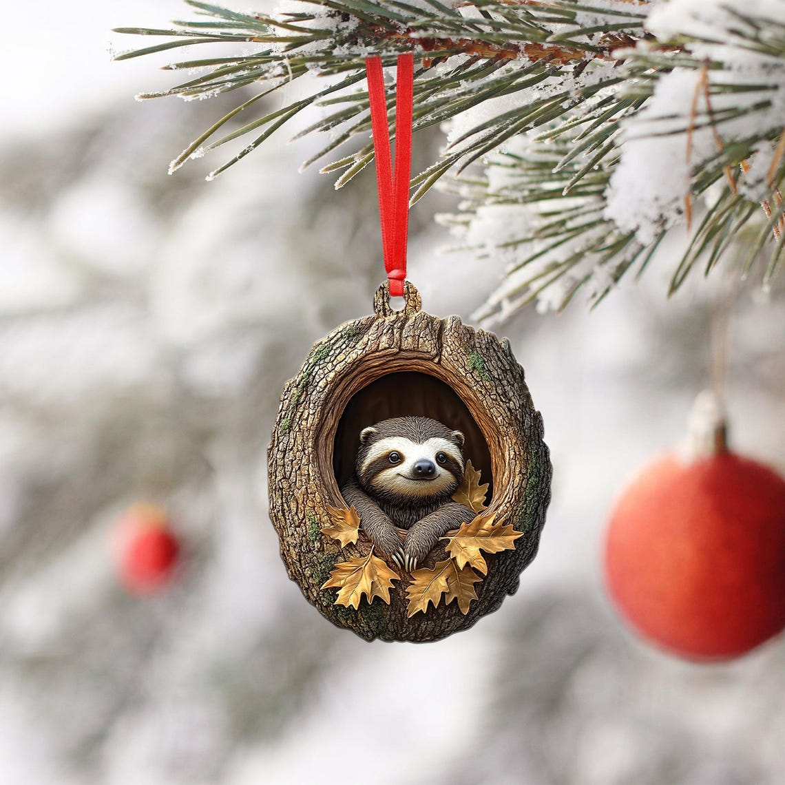 Christmas Sloth Hanging Ornament , Christmas Ornament Sloth Rearview Mirror Car Decor Gift