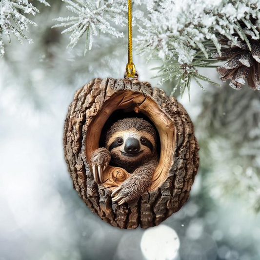 Funny Sloth Christmas Ornament, Sloth Window Hanging Ornament Holiday Gift