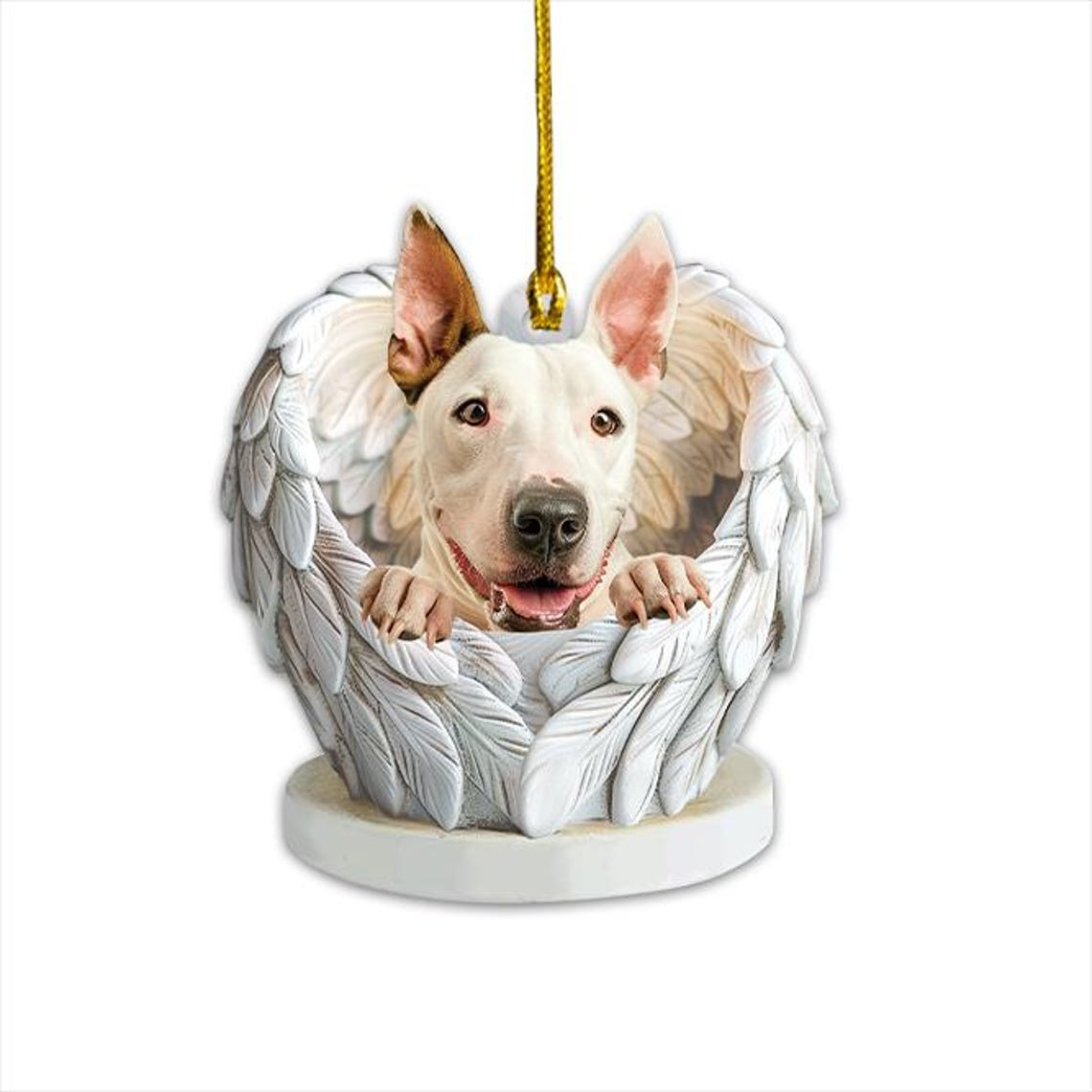 Cute Bull Terrier Dog Angel Wings Ornament, Ornament Bull Terrier Dog Car Christmas Holiday Gift