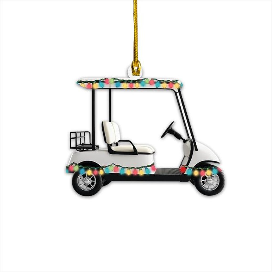 Unique Golf Cart Christmas Light Ornament Decor, Golfing Christmas Tree Ornament Holiday Gift