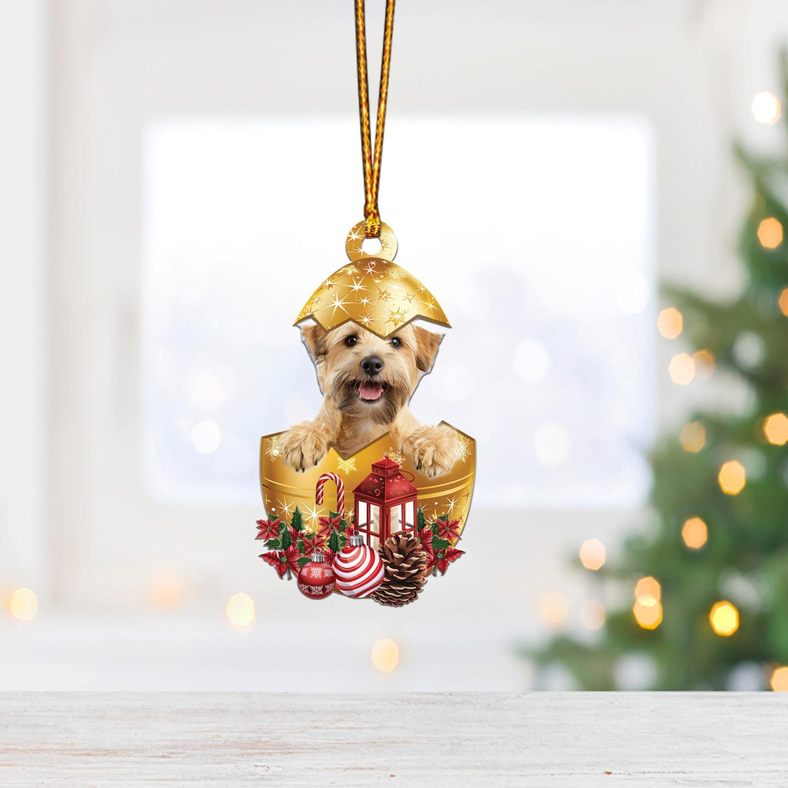 Wheaten Terrier In in Golden Egg Ornament, Christmas Cute Dog Hanging Ornament Decor Home