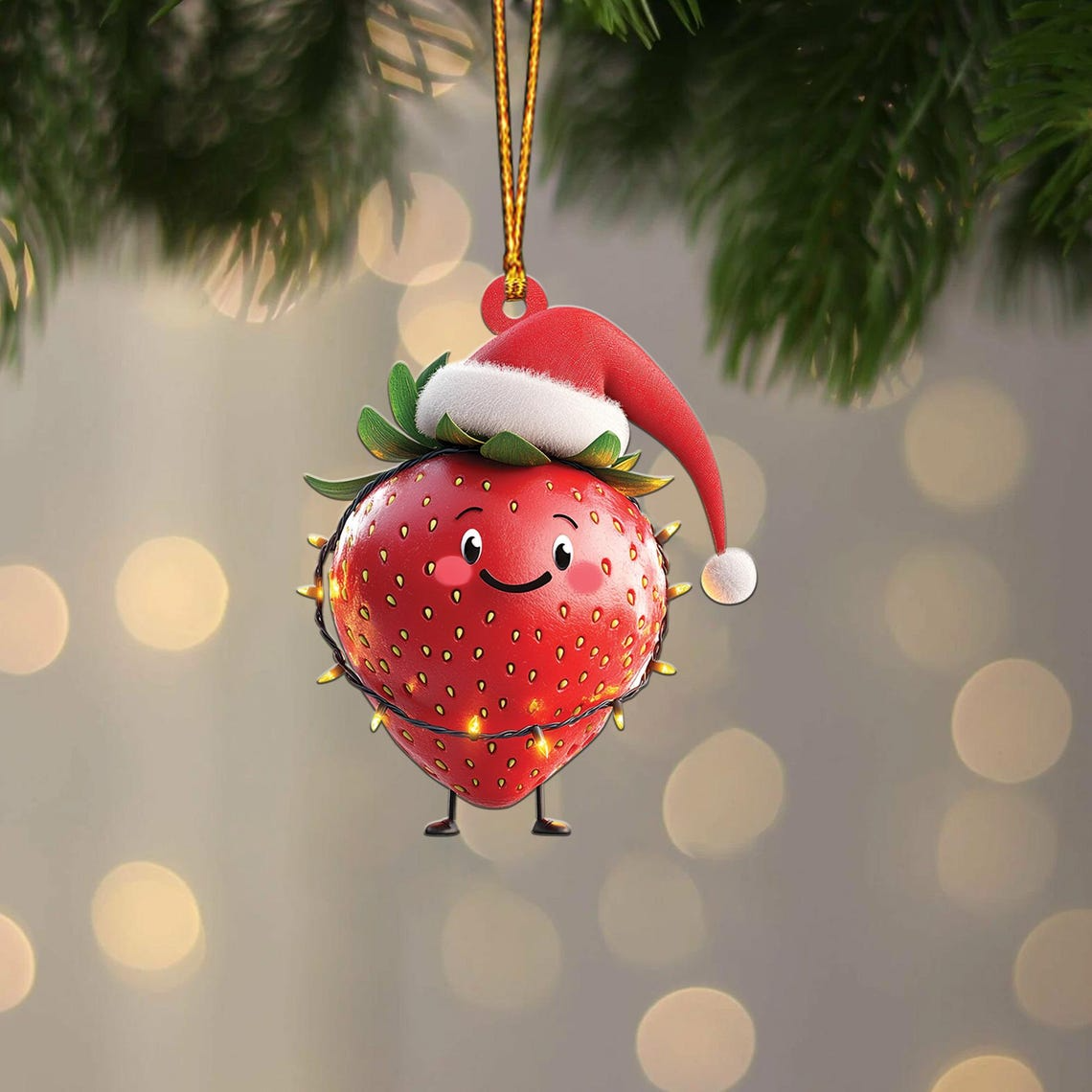 Lovely Strawberry Christmas Tree Ornament, Christmas Strawberry Car Hanging Ornament Decor