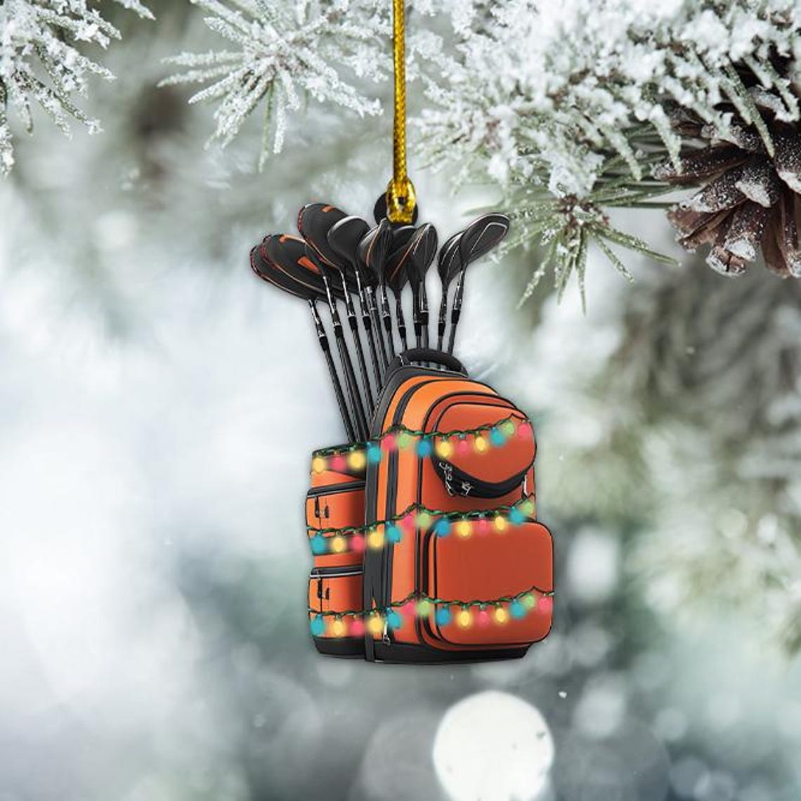 Golf Bag Christmas Tree Light Ornament, Golfing Hanging Christmas Ornament Holiday Gift