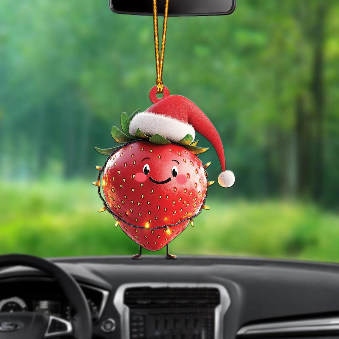 Lovely Strawberry Christmas Tree Ornament, Christmas Strawberry Car Hanging Ornament Decor