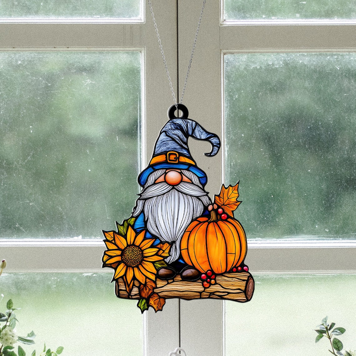 Gnome Suncatcher, Gnome Autumn Thanksgiving Suncatcher Decor