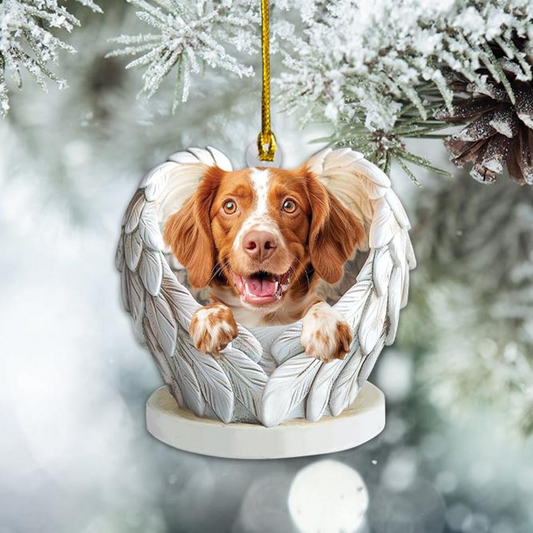 Brittany Spaniel Dog Flat Christmas Ornament, Brittany Spaniel Dog Car Ornament Holiday Gift