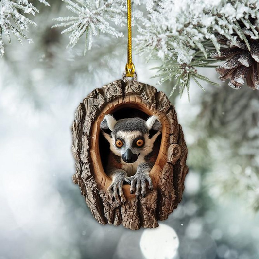 Christmas Lemur Flat Ornament Decor, Lemur Christmas Hanging Ornament Holiday Gift