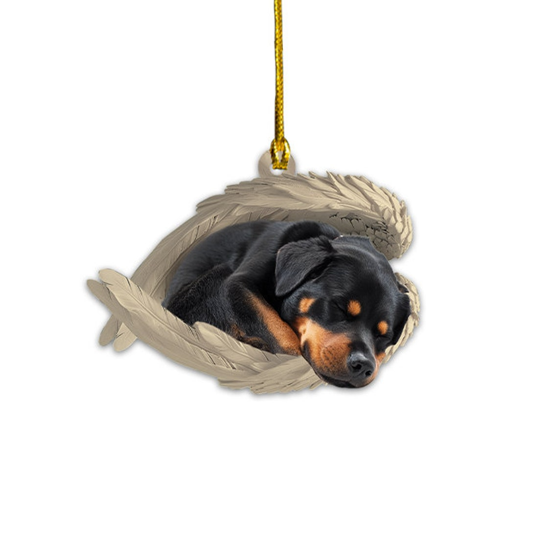 Rottweiler Dog Sleeping Angel Wings Ornament, Lovely Dog Christmas Ornament Decor Gift