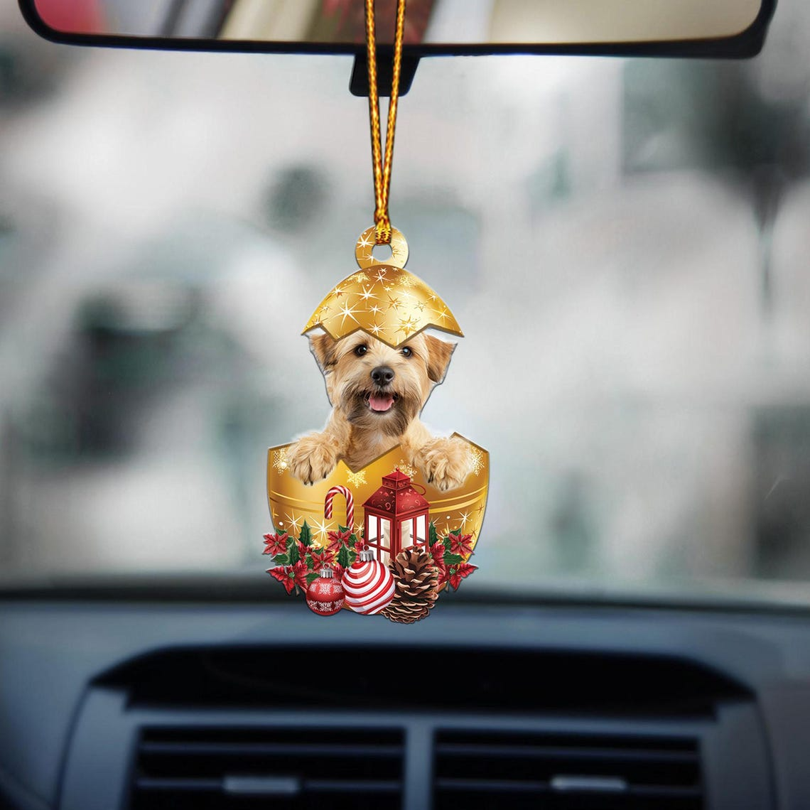 Wheaten Terrier In in Golden Egg Ornament, Christmas Cute Dog Hanging Ornament Decor Home