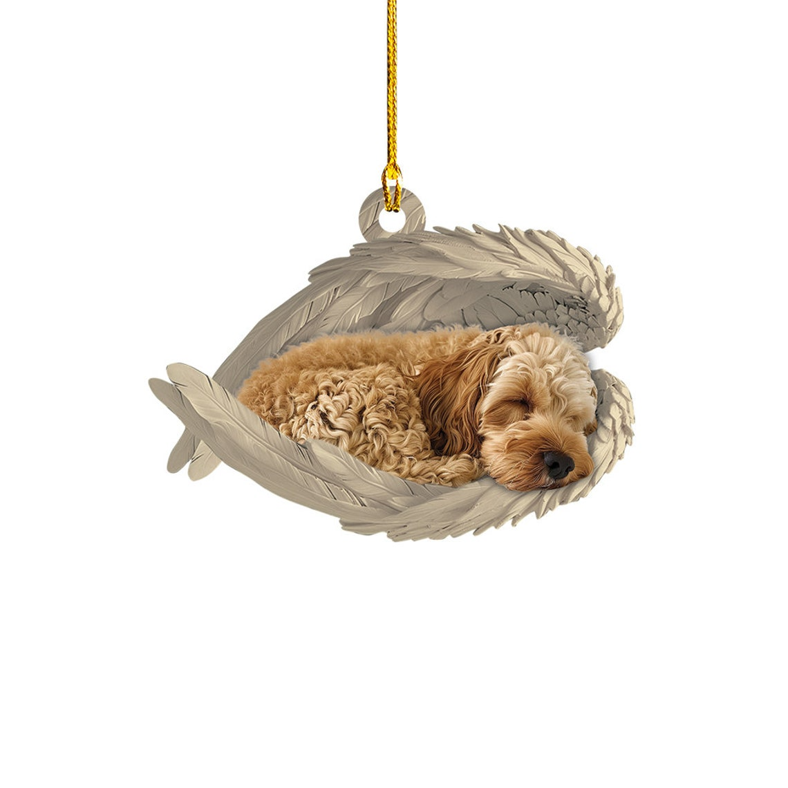 Cute Cockapoo Dog Sleeping Christmas Ornament, Cockapoo Dog Hanging Christmas Ornament Gift