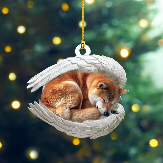 Shiba Inu Dog Angel Wings Hanging Ornament, Cute Dog Christmas Ornament Decor Gift