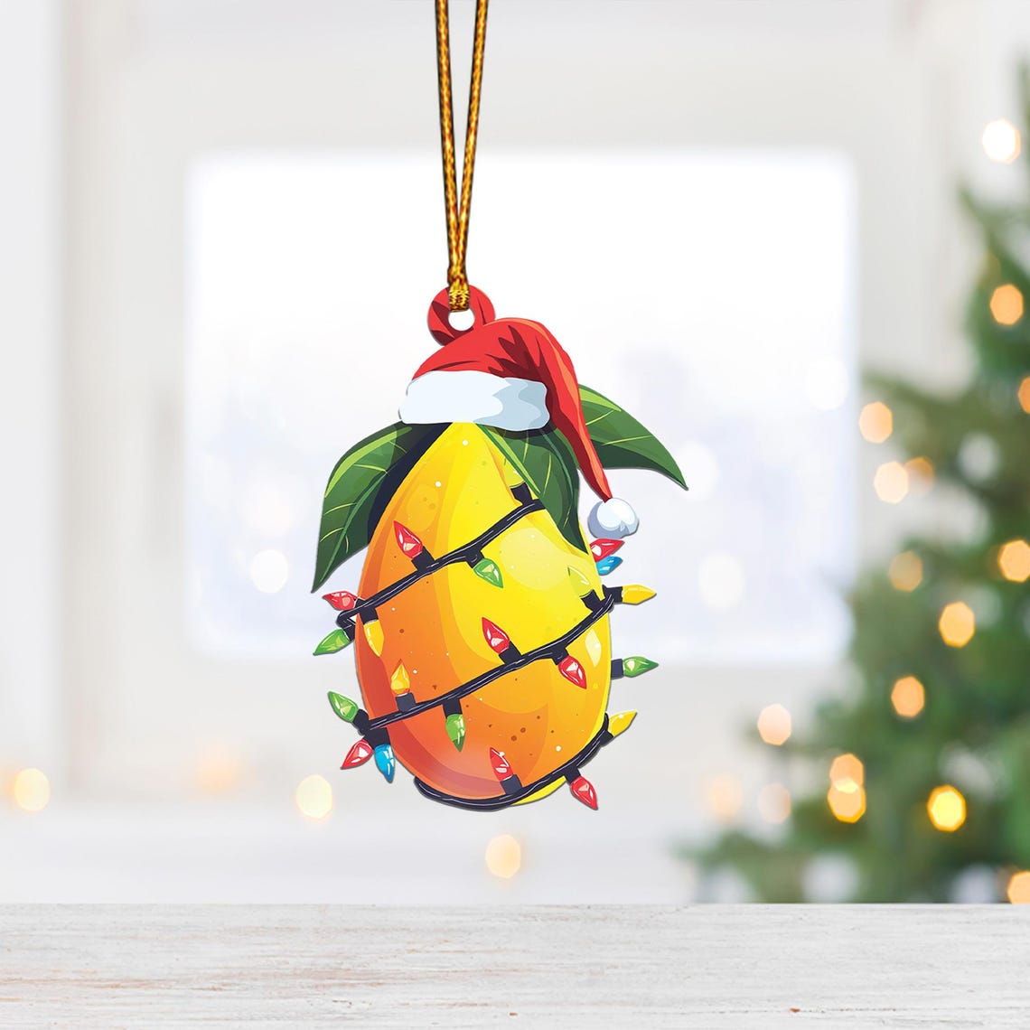 Lovely Mango Christmas Light Ornament, Mango Flat Hanging Ornament Decor Lovers Gift