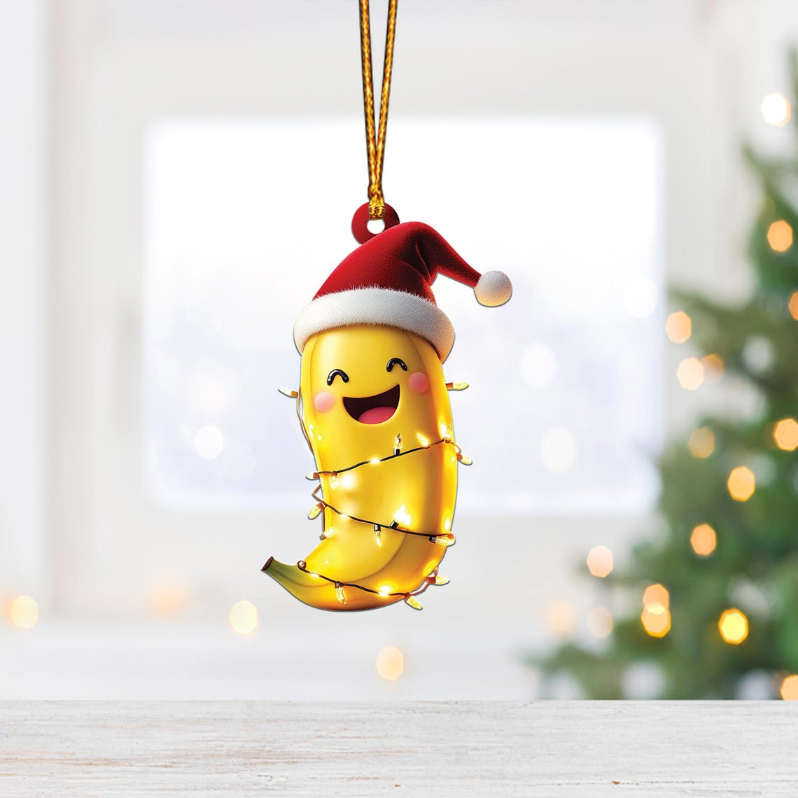 Cute Banana Christmas Tree Ornament, Ornament Banana Flat Hanging Christmas Decor