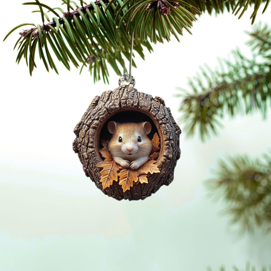 Cute Hamster Christmas Ornament Decor, Hamster Rearview Mirror Car Hanging Christmas Ornament