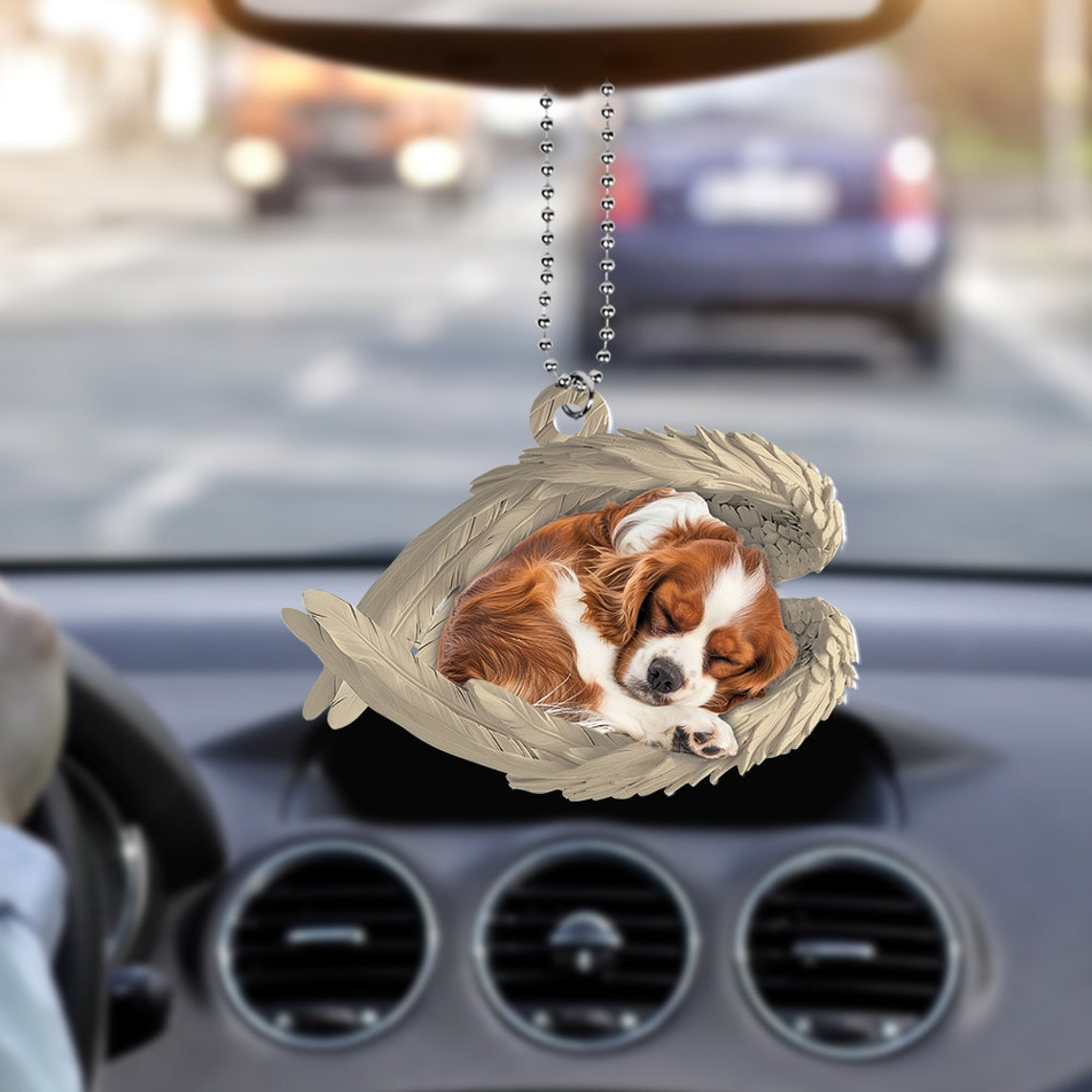 Cavalier King Charles Spaniel Dog Sleeping Angel Ornament Christmas, Cavaliers Spaniel Dog Car Ornament