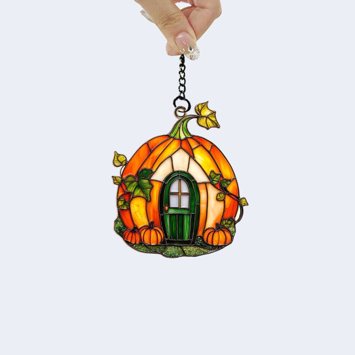 Pumpkin House Halloween Suncatcher, Halloween Suncatcher Ornament