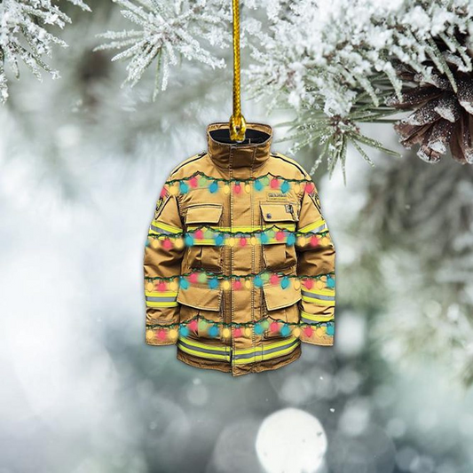 Ornament Firefighter Jacket Christmas Gift, Christmas Firefighter Armor Holiday Ornament Decor