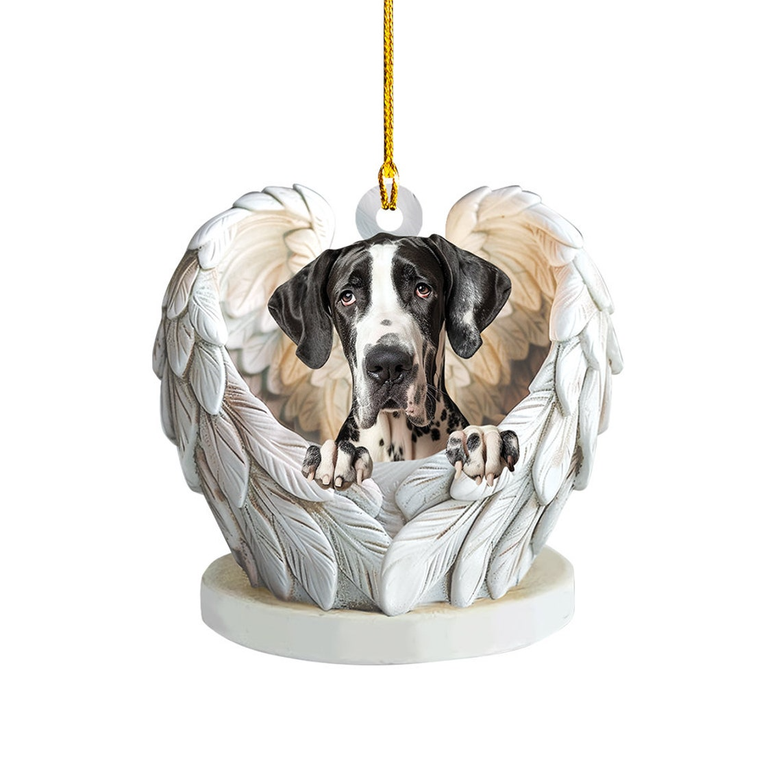 Great Dane Dog Angel Wings Christmas Ornament, Great Dane Dog Christmas Ornament Decor Gift