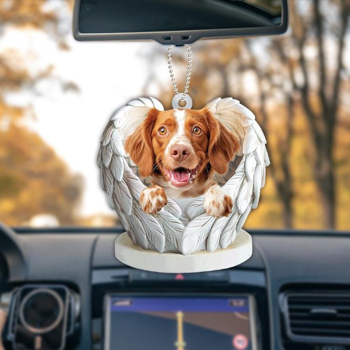 Brittany Spaniel Dog Flat Christmas Ornament, Brittany Spaniel Dog Car Ornament Holiday Gift