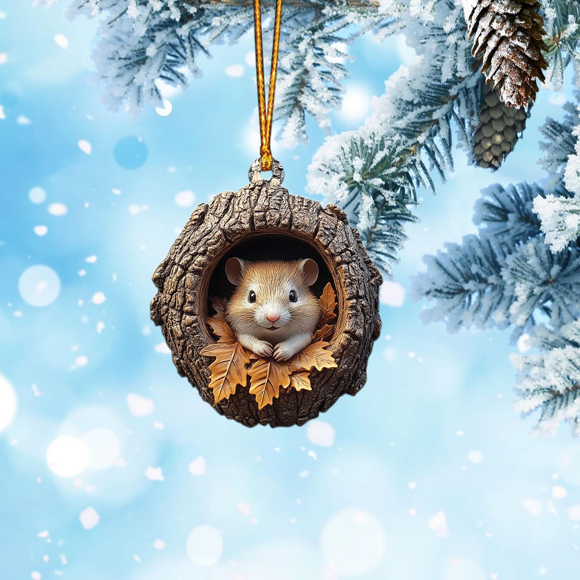 Cute Hamster Christmas Ornament Decor, Hamster Rearview Mirror Car Hanging Christmas Ornament