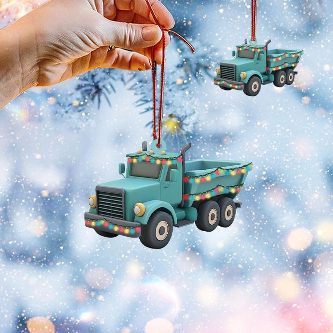 Christmas Tree Truck Hanging Ornament, Cute Truck Christmas Ornament Decor Holiday Gift