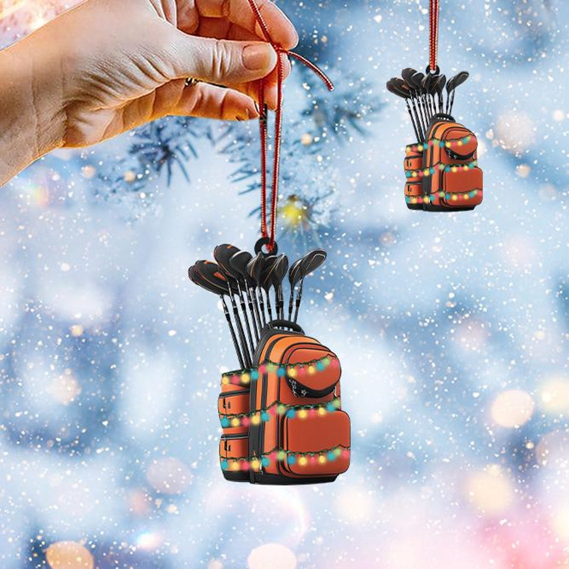 Golf Bag Christmas Tree Light Ornament, Golfing Hanging Christmas Ornament Holiday Gift