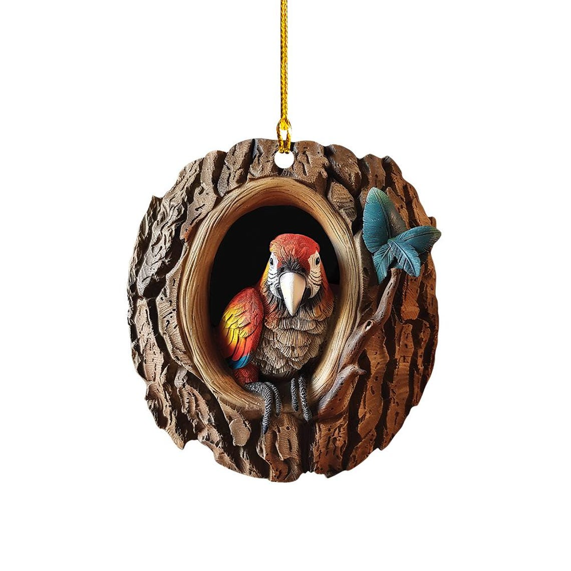 Cute Parrot Christmas Ornament, Parrot Rearview Mirror Car Ornament Decor