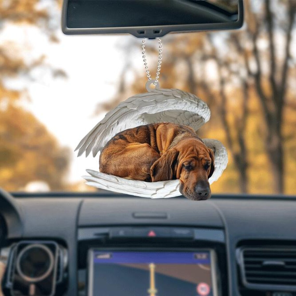 Bloodhound Dog Angel Wings Car Ornament, Bloodhound Dog Sleeping Christmas Ornament Gift