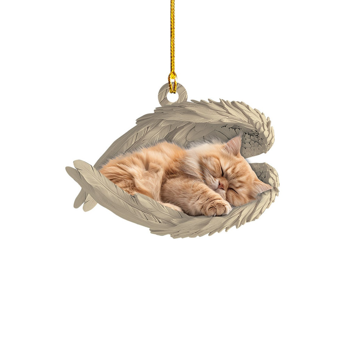 Persian Cat Sleeping Angel Hanging Ornament, Persian Cat Angel Wings Ornament Christmas Decor