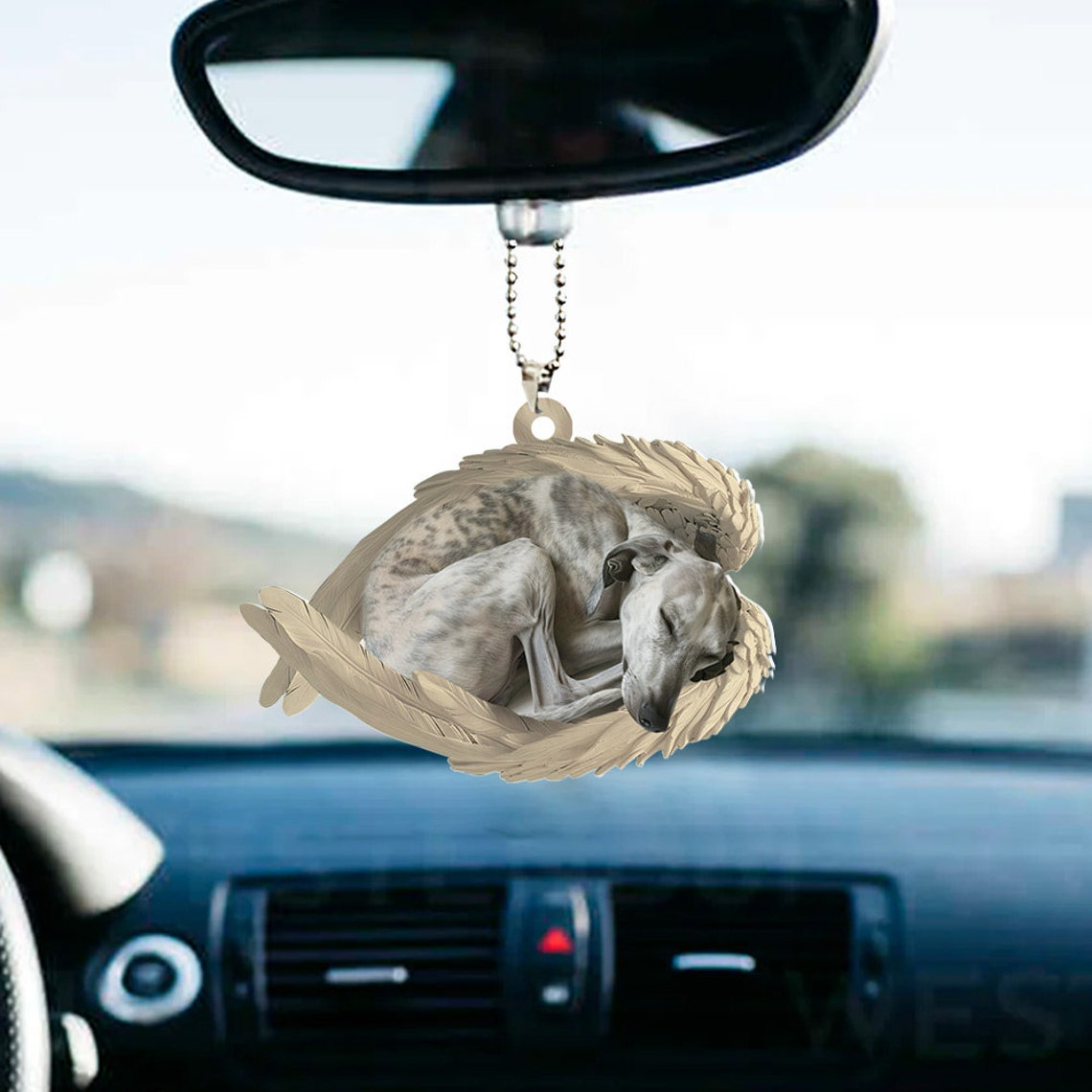 Whippet Dog Sleeping Christmas Ornament Decor, Whippet Dog Car Hanging Ornament Gift